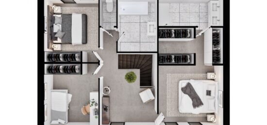 Plan de maison Surface terrain 130 m2 - 6 pièces - 3  chambres -  sans garage 