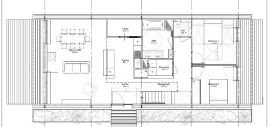 Plan de maison Surface terrain 100 m2 - 6 pièces - 4  chambres -  sans garage 