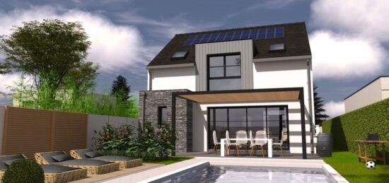 Plan de maison Surface terrain 102 m2 - 5 pièces - 4  chambres -  avec garage 