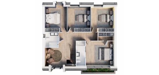Plan de maison Surface terrain 190 m2 - 6 pièces - 4  chambres -  sans garage 