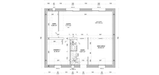 Plan de maison Surface terrain 104.5 m2 - 6 pièces - 5  chambres -  sans garage 