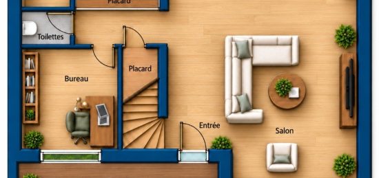 Plan de maison Surface terrain 145 m2 - 7 pièces - 4  chambres -  sans garage 