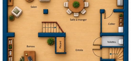 Plan de maison Surface terrain 160 m2 - 7 pièces - 4  chambres -  sans garage 