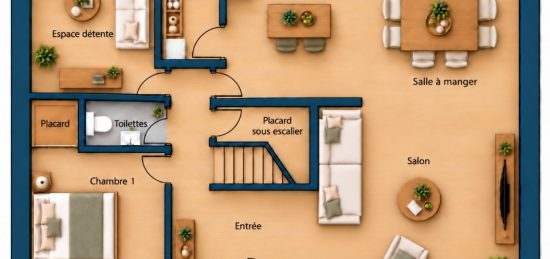 Plan de maison Surface terrain 175 m2 - 8 pièces - 5  chambres -  sans garage 