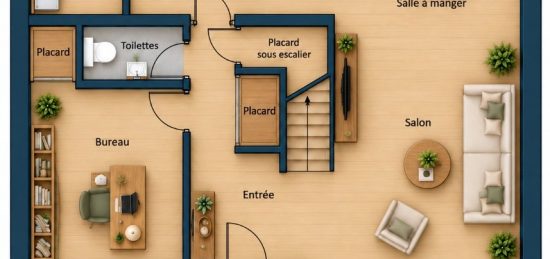 Plan de maison Surface terrain 147 m2 - 6 pièces - 4  chambres -  sans garage 